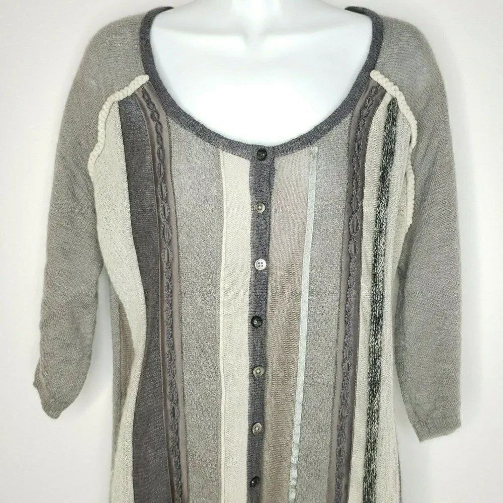 J Jill Gray Wool Mohair Cardigan Tunic Sweater M